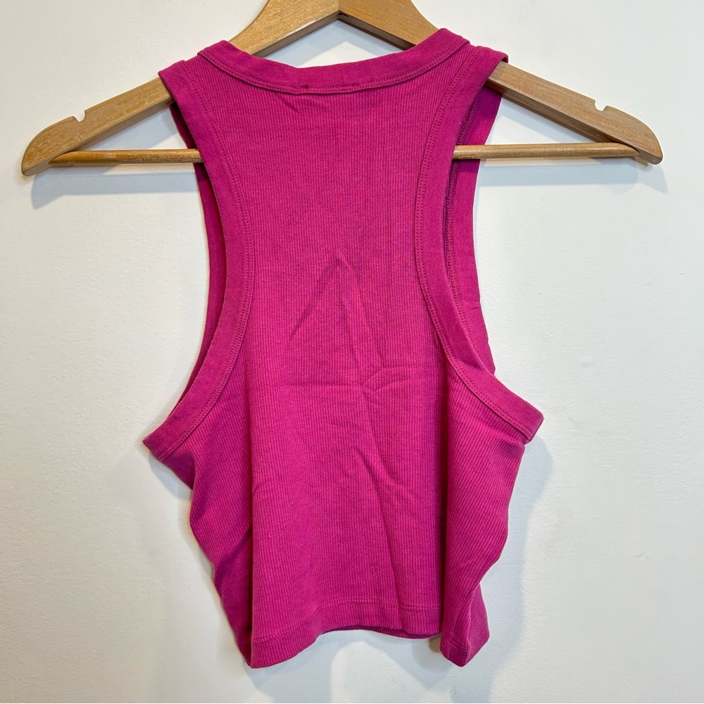 Dynamite Kenzie Basic Cropped Ribbed Stretch Tank Top Fuchsia Pink - Picture 6 of 7